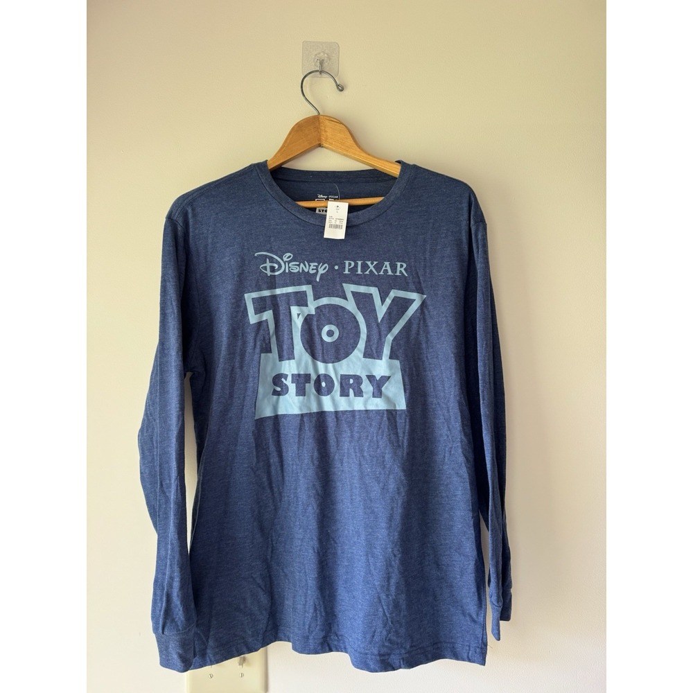 Disney Pixar Toy Story Long Sleeve Shirt Large New With Tags Blue Heathered